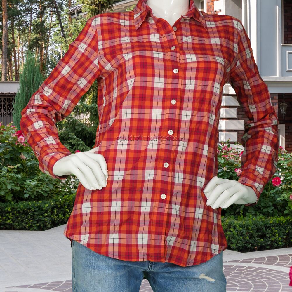 Banana Republic Picnic Plaid Checkered Button Up Top Shirt Blouse M